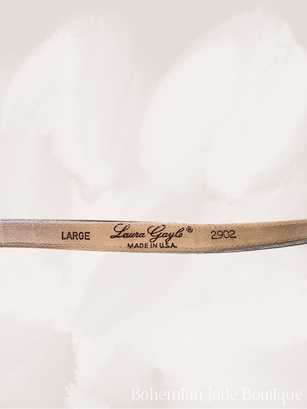 Laura Gayle Vintage Slim Leather Belt Women’s Large Gray Gold Buckle - Picture 3 of 4
